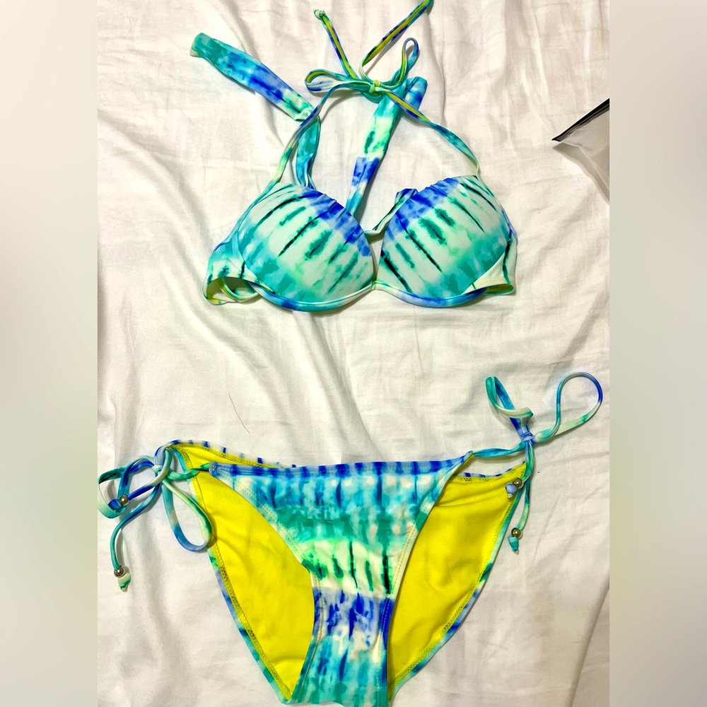 Turquoise tie dye bikini